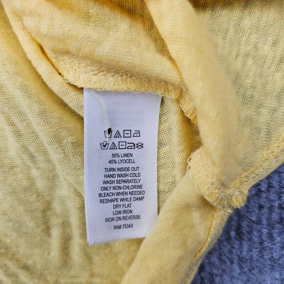 Tahari T Shirt Womens 2X Yellow Linen Casual Coastal Lightweight Minimal Top - Picture 6 of 6
